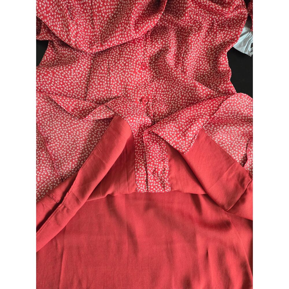 European Summer/90's vibes Lulus Women's Rust Red Print Button Up Dress. Size XS - Picture 13 of 13